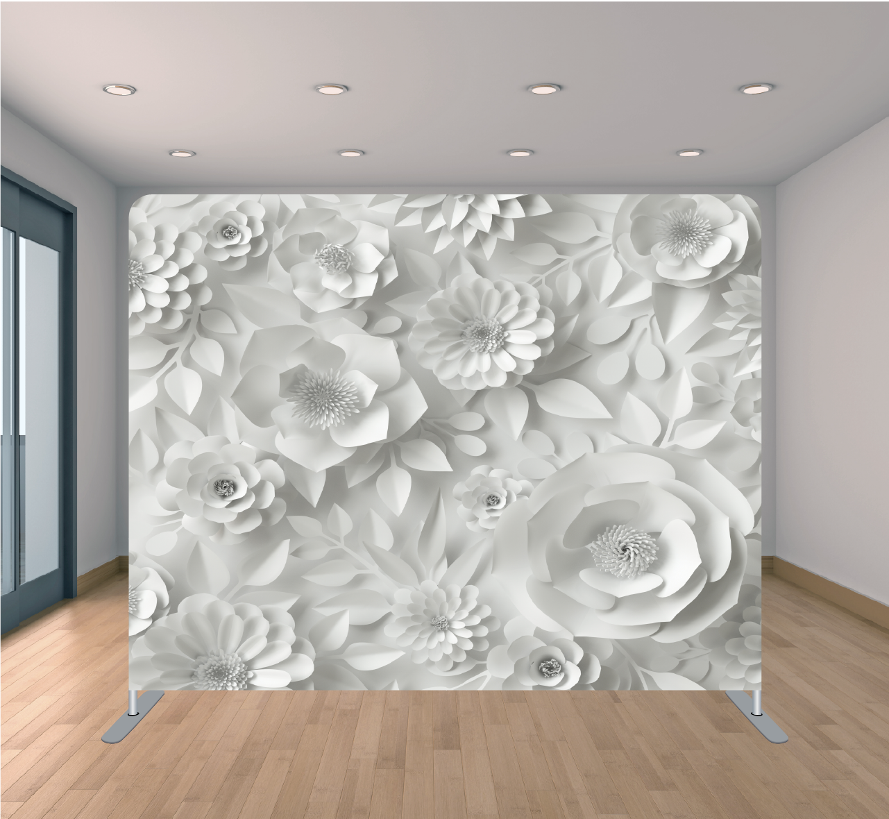 8X8ft Pillowcase Tension Backdrop- Paper Floral White